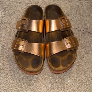 Copper/rose gold  Double Strap Sandals
